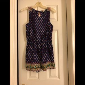 Charlotte Russe Open Back Printed Romper